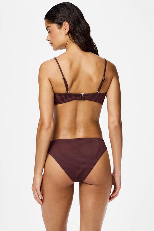 PIECES voorgevormde ssersucker strapless bandeau bikinitop PCBAOMI bruin - Foto 2