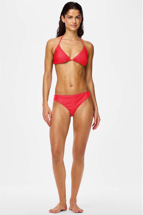 PIECES voorgevormde triangel bikinitop PCBAOMI koraalrood - Foto 3