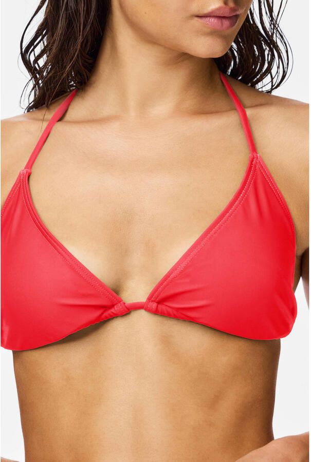 PIECES voorgevormde triangel bikinitop PCBAOMI koraalrood - Foto 2