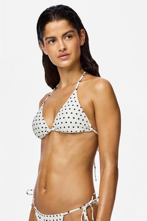 PIECES voorgevormde triangel bikinitop PCBAOMI wit