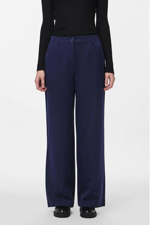 Pieces Regular fit wijde broek met riemlussen model 'KAMIL'