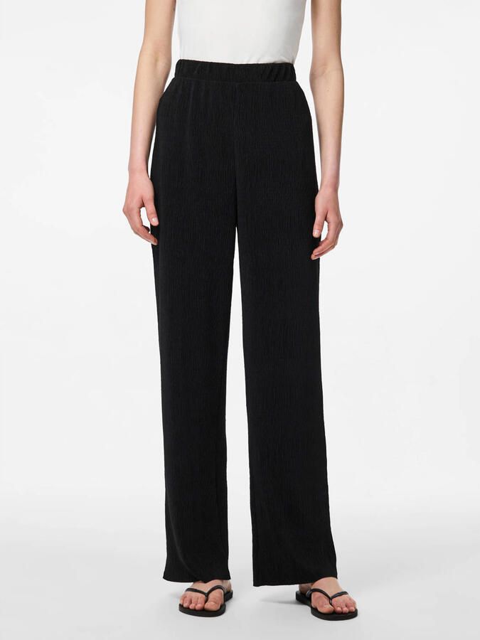 Pieces Wijde broek van crêpe afwerking model 'FLORA'