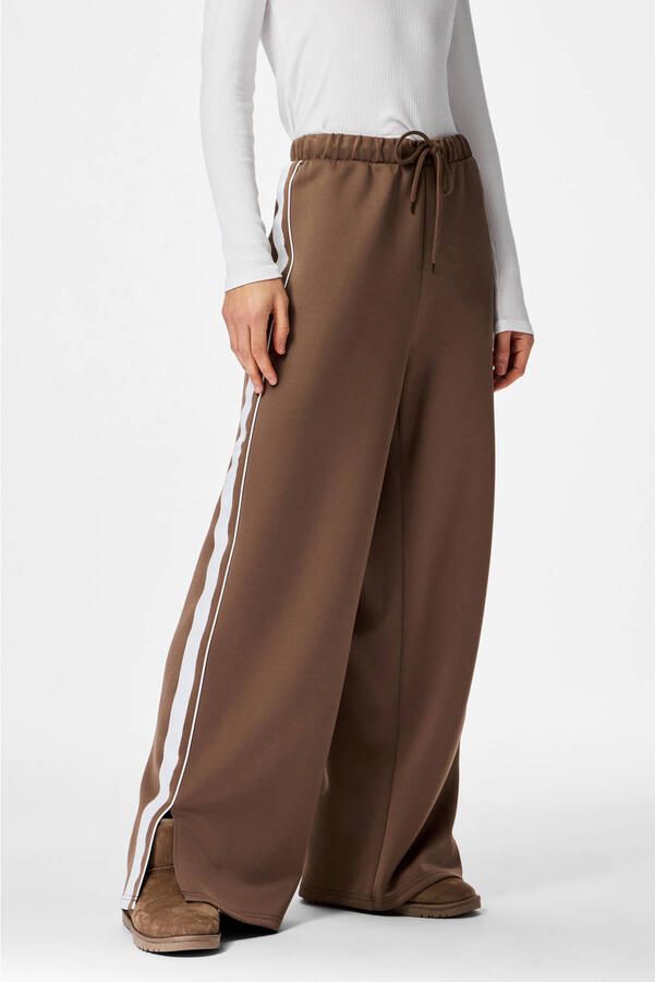 PIECES wide leg high waist casual broek bruin - Foto 3