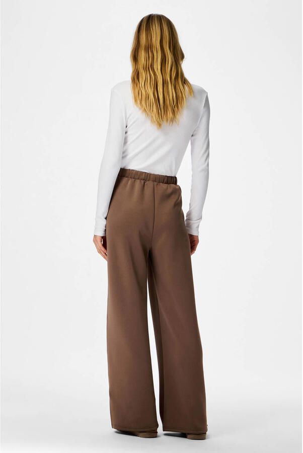 PIECES wide leg high waist casual broek bruin - Foto 2