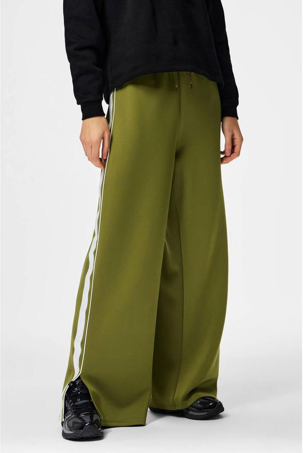PIECES wide leg high waist casual broek groen