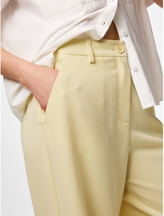 PIECES wide leg high waist casual broek lichtgeel - Foto 2