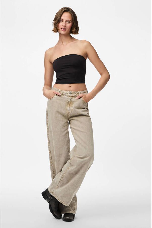 PIECES wide leg jeans beige - Foto 2