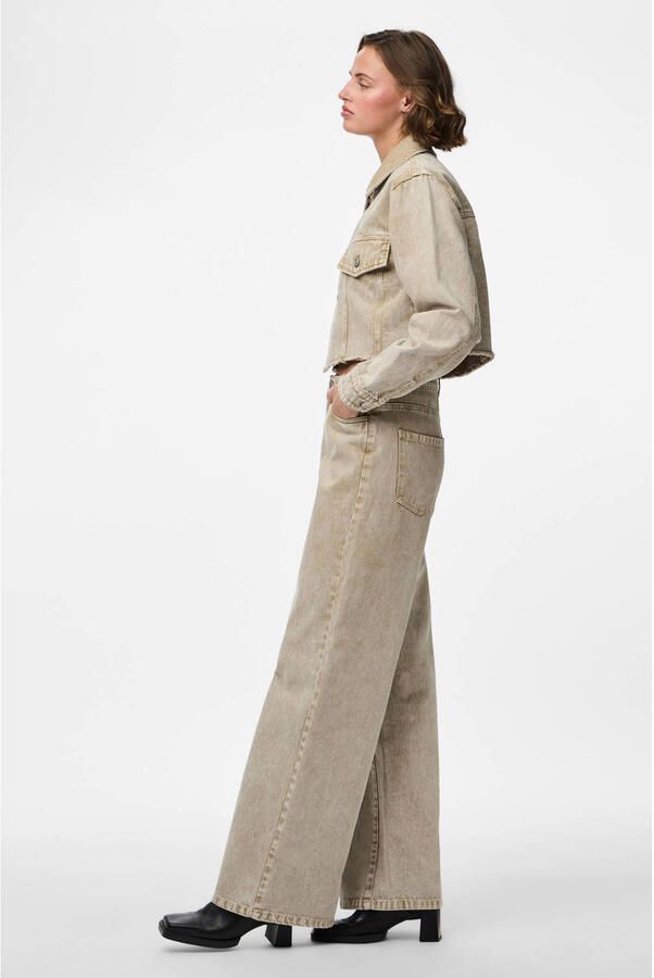 PIECES wide leg jeans beige - Foto 3