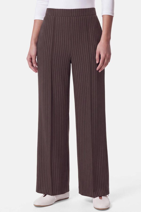 PIECES wide leg palazzo broek met krijtstreep bruin