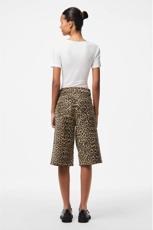 PIECES wide leg regular waist denim short bruin - Foto 2