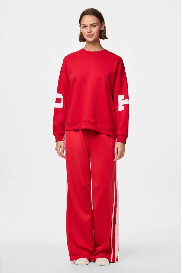 PIECES wide leg regular waist broek rood - Foto 1
