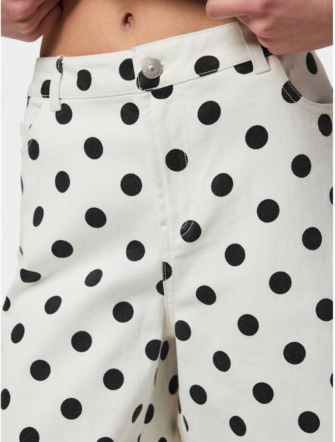 PIECES wide leg regular waist denim short met stippen - Foto 2