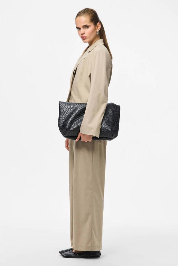 PIECES wide leg regular waist pantalon grijsbruin - Foto 2