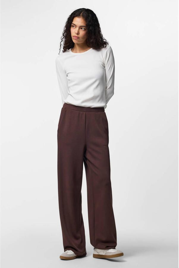 PIECES wide leg sweatpants bruin