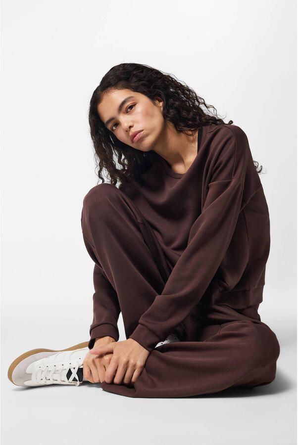 PIECES wide leg sweatpants bruin - Foto 2