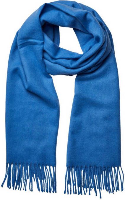 PIECES sjaal met franjes PCNOAH blauw