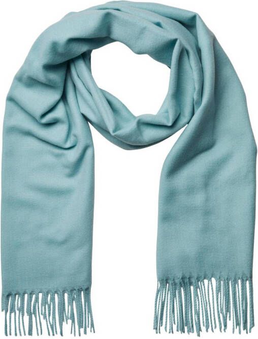 PIECES sjaal met franjes PCNOAH lichtblauw