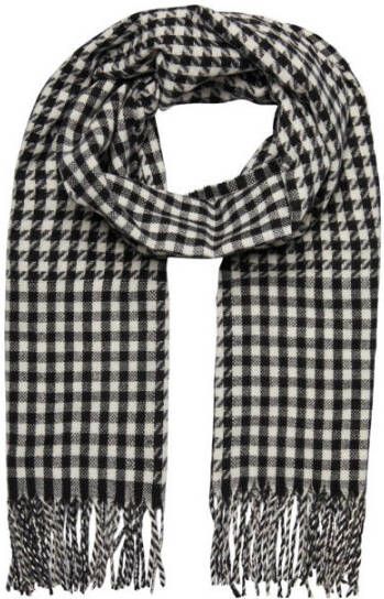 PIECES sjaal PCFERNANDA met pied-de-poule print zwart wit