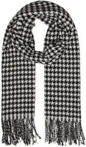 PIECES sjaal PCJIRA met pied-de-poule print zwart wit