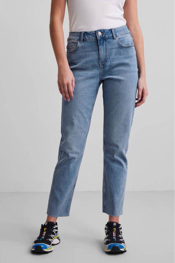 PIECES straight fit jeans PCLUNA medium blue denim