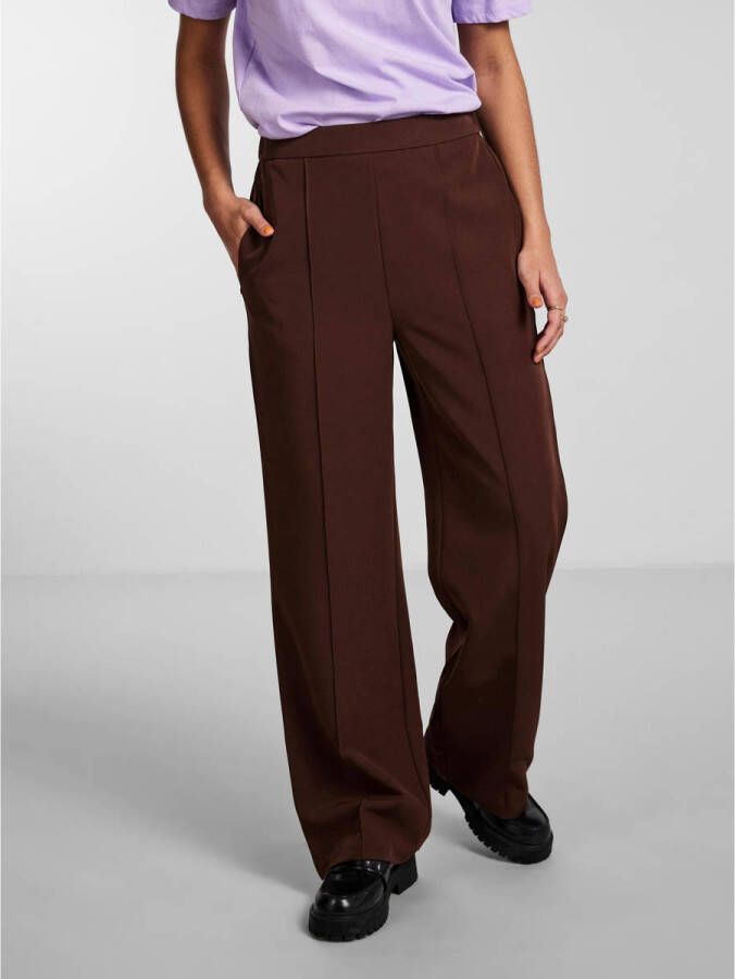 PIECES straight fit pantalon PCBOSSY donkerbruin