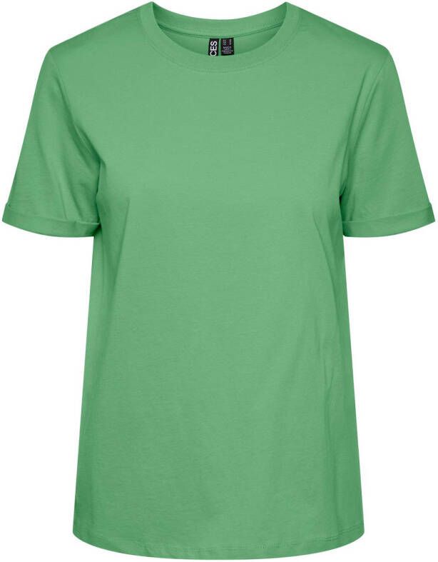 PIECES T-shirt PCRIA van biologisch katoen vergrijsd groen