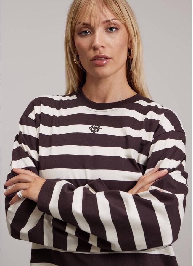 Pink Noir gestreept T-shirt donkerbruin - Foto 3