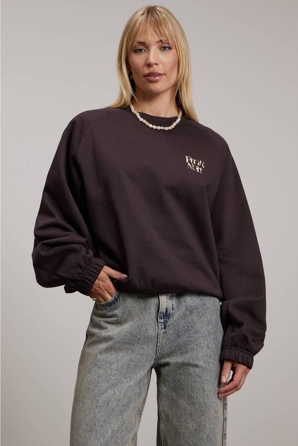 Pink Noir katoenen sweater met backprint bruin