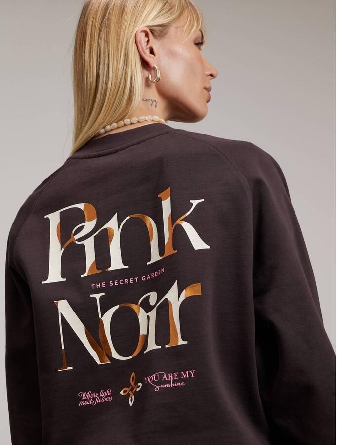 Pink Noir katoenen sweater met backprint bruin - Foto 2