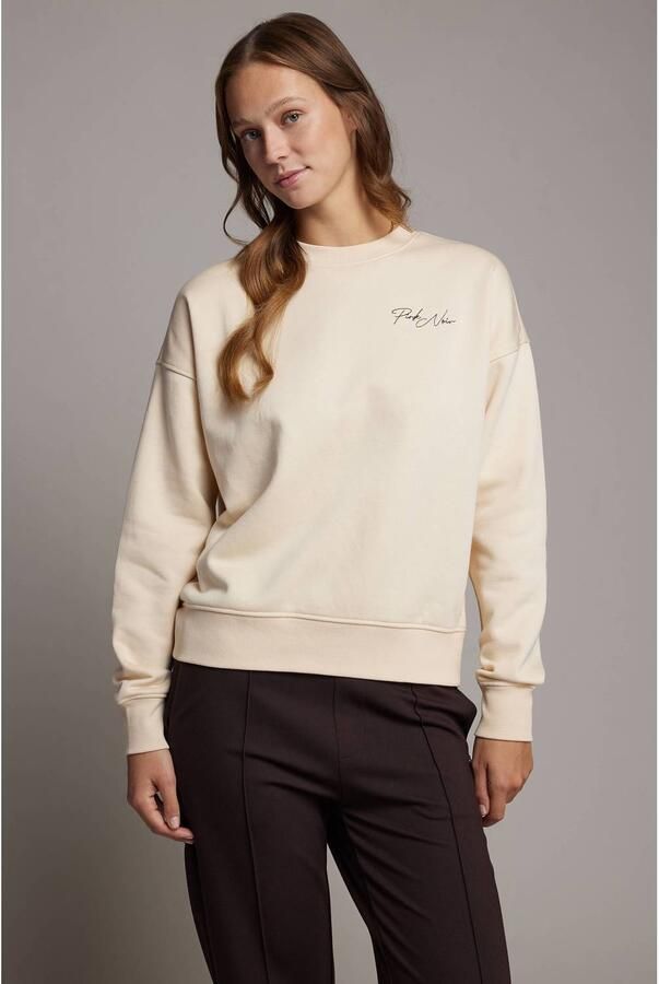 Pink Noir katoenen sweater met backprint ecru