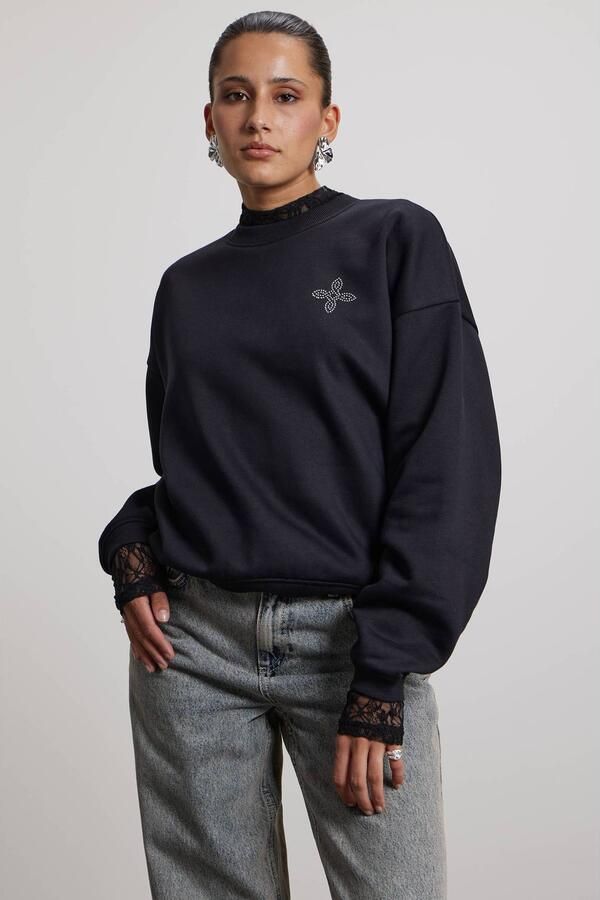 Pink Noir katoenen sweater met backprint zwart