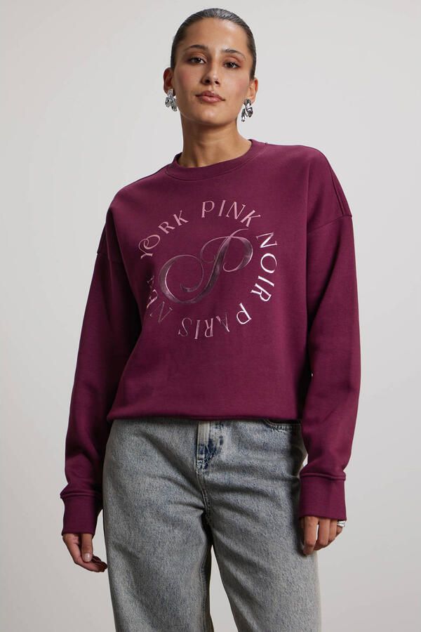Pink Noir katoenen sweater met print donkerrood