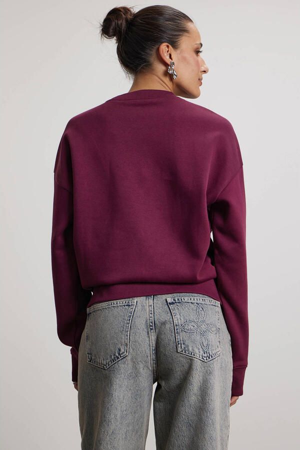 Pink Noir katoenen sweater met print donkerrood - Foto 2