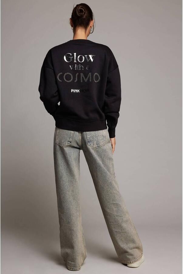 Pink Noir katoenen sweater met strass-steentjes en backprint zwart - Foto 2