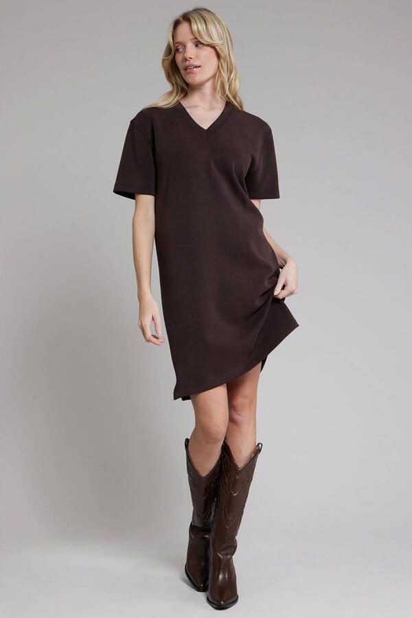 Pink Noir korte T-shirtjurk donkerbruin