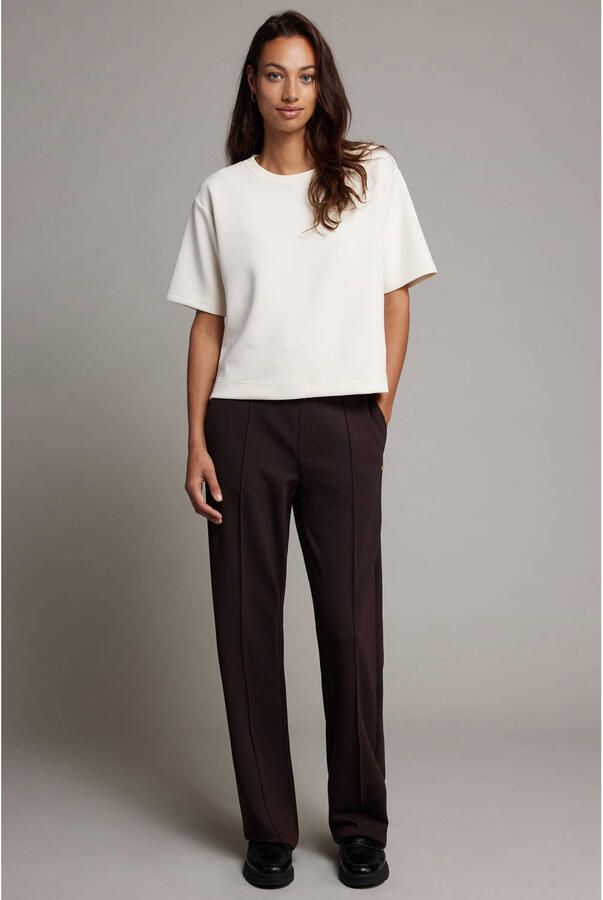 Pink Noir straight high waist broek donkerbruin - Foto 2