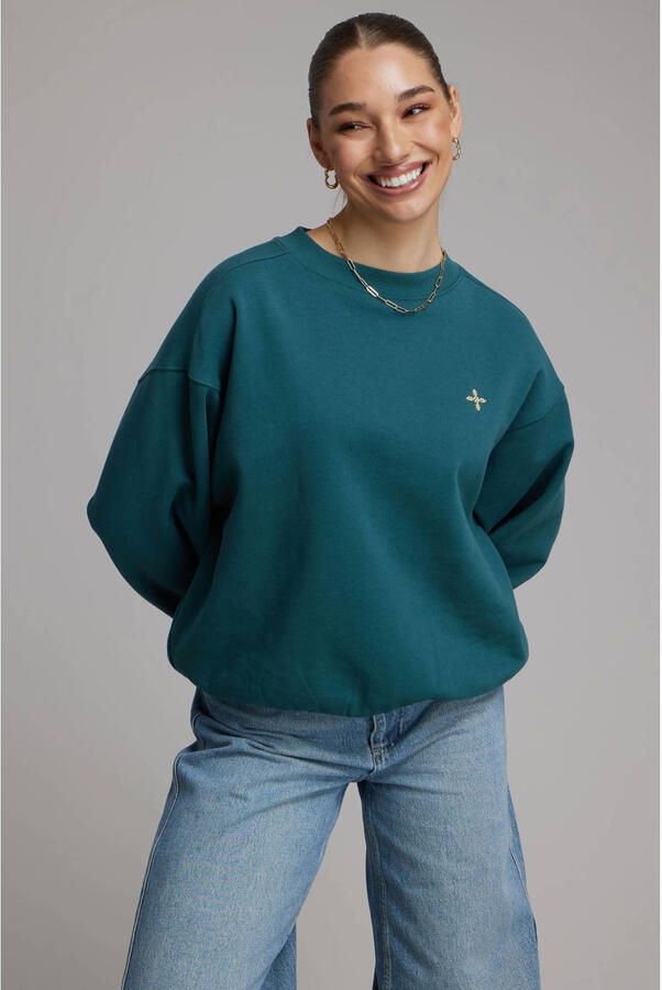 Pink Noir sweater met backprint turquoise - Foto 2