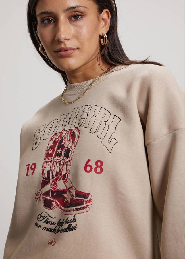 Pink Noir sweater met print beige - Foto 2