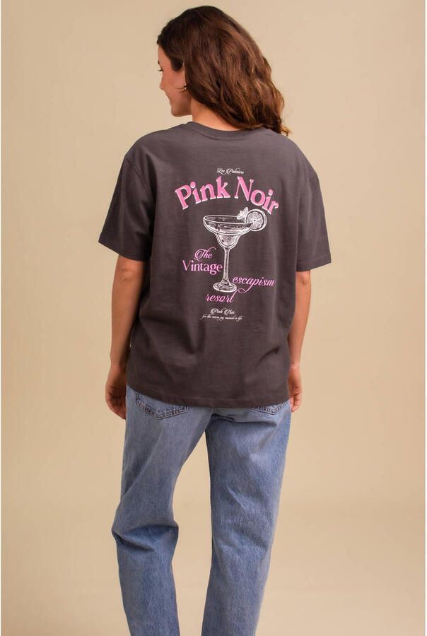 Pink Noir T-shirt met backprint antraciet - Foto 2