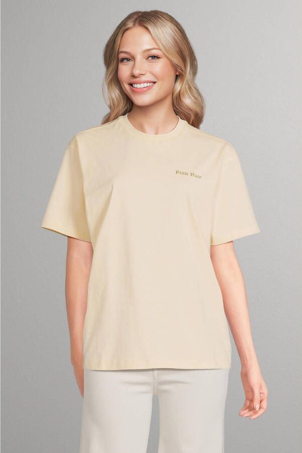 Pink Noir T-shirt met backprint beige