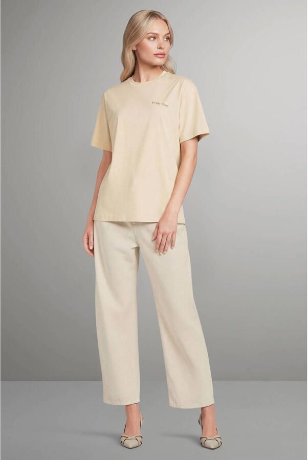 Pink Noir T-shirt met backprint beige - Foto 3