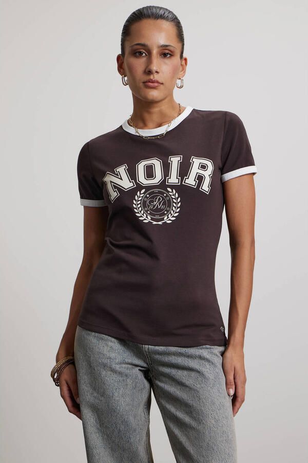 Pink Noir T-shirt met print bruin