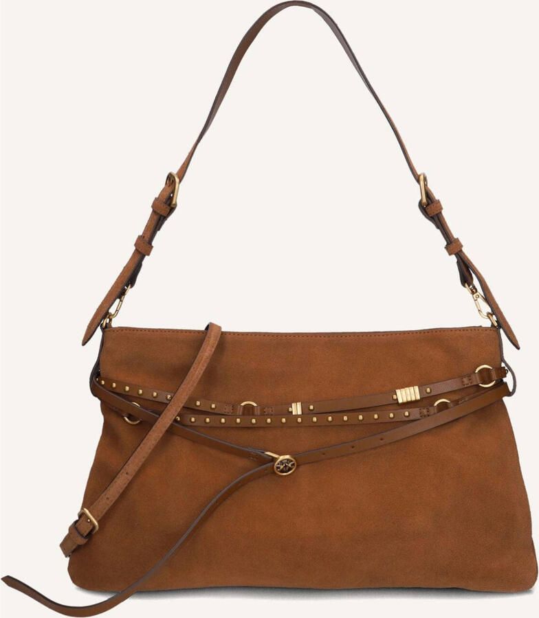 Pinko Schoudertassen Belt Bag Big Suede Bruin