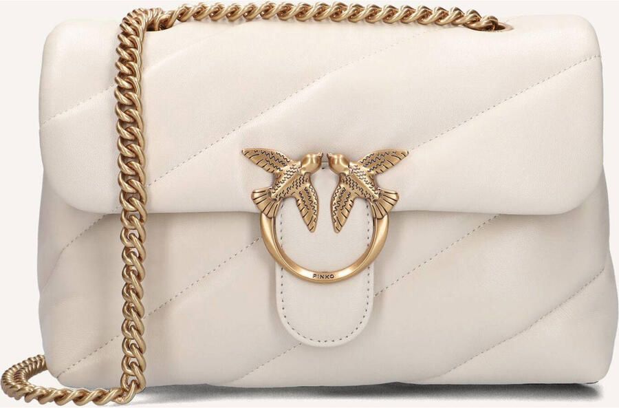 Pinko Gewatteerde Sheepskin Schoudertas met Love Birds White Dames