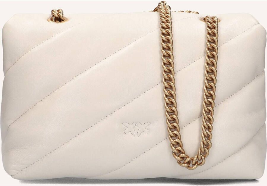 Pinko Gewatteerde Sheepskin Schoudertas met Love Birds White Dames - Foto 3