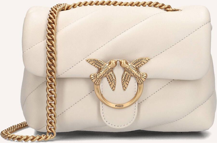 Pinko Leren Schoudertas met Afneembare Kettingriem White Dames