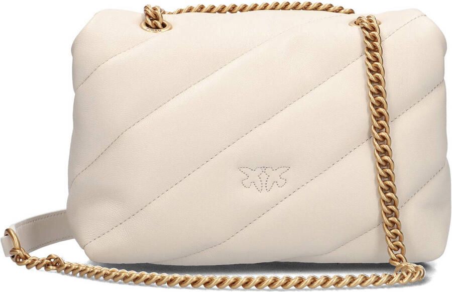 Pinko Leren Schoudertas met Afneembare Kettingriem White Dames - Foto 3