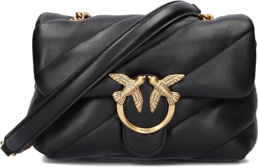 Pinko Leren schoudertas met afneembare kettingriem Black Dames