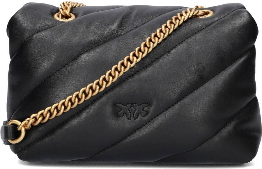 Pinko Leren schoudertas met afneembare kettingriem Black Dames - Foto 3