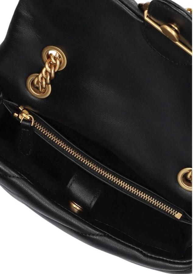 Pinko Leren schoudertas met afneembare kettingriem Black Dames - Foto 2